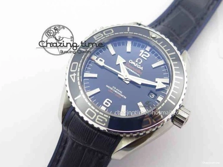 0320 Planet Ocean 2016 43.5mm SS OM 1:1 Best Edition Blue Dial On Blue Leather Strap A Sophisticated 8165